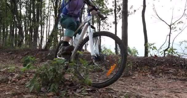 Cyklistka Žena Kole Lese — Stock video