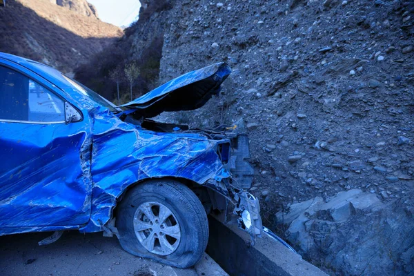 Camionnette Accident Sur Route Montagne Tibet Chine — Photo