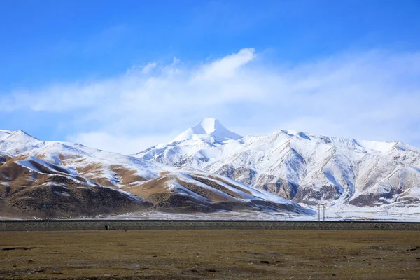 Krajina Zasněžené Hory Qinghai Tibet Železnice Tibetu Čína — Stock fotografie