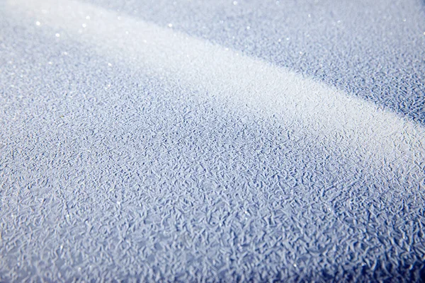 Texture Ghiacciata Sul Cofano Dell Auto Inverno — Foto Stock