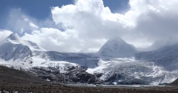 Vista Aérea Laguna Glaciar Tíbet China — Vídeos de Stock