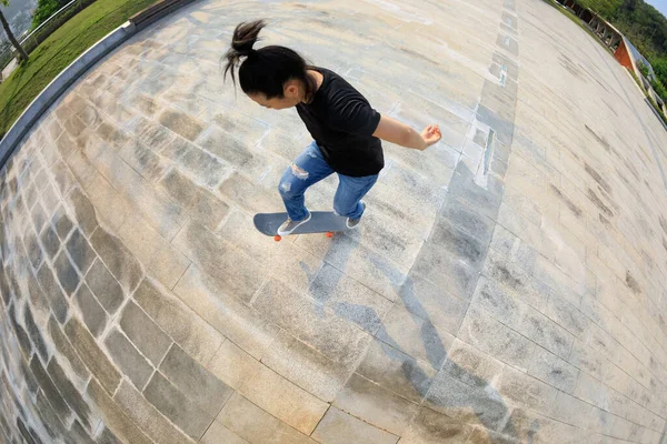 Skateboarder Skateboarding Outdoors Morning — Stock Photo, Image