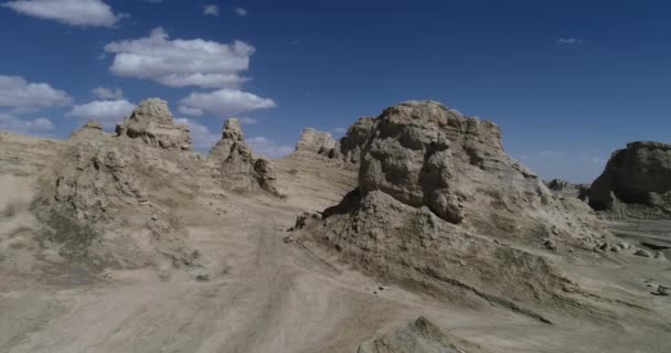 Yardang Landvorm Landschap Het Westen Van China — Stockvideo