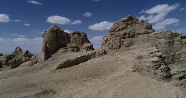 Yardang Landvorm Landschap Het Westen Van China — Stockvideo