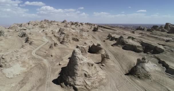 Yardang Landvorm Landschap Het Westen Van China — Stockvideo