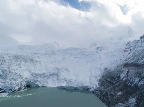 Çin Tibet Teki Buzulların Lagünün Havadan Görünüşü — Stok fotoğraf