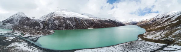 Letecký Pohled Ledovcové Hory Lagunu Tibetu Čína — Stock fotografie