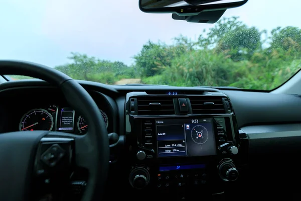 Interior Road Car Rainy Nature — Stock Photo, Image