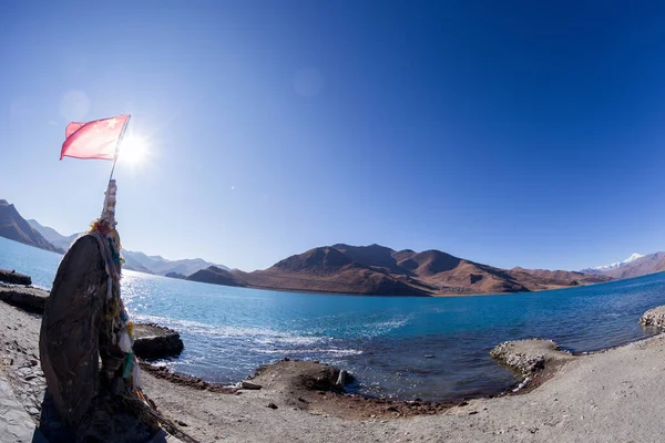 Jezero Yamdrok Tibetu Číně Slova Kameni Znamenají Název Jezera Yamdrok — Stock fotografie