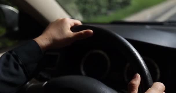 Woman Driving Car Close View — Stock Video