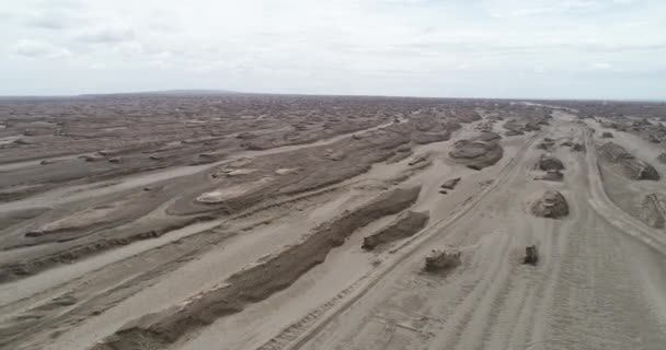 Yardang Landform Oeste China Vista Aérea — Vídeos de Stock