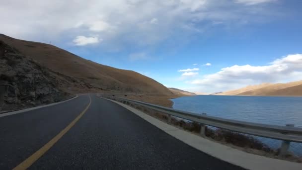 Beautiful Landscape Mountain Road Blue Lake — Stock Video