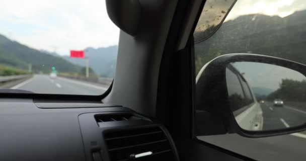 Car Driving Road View Passenger Seat — Stock Video