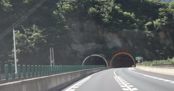 Yeraltı Tünelinde Işıklarla Giden Araba — Stok video