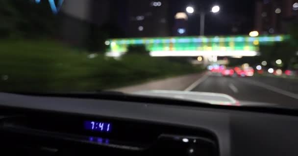 Kör Bil Natt Stad Natt Väg — Stockvideo