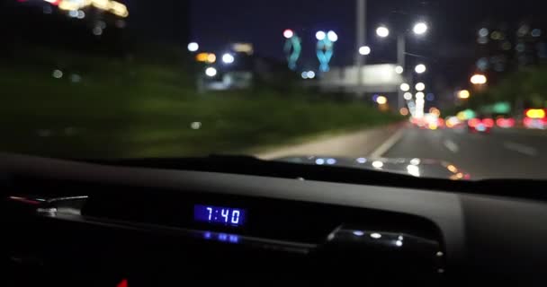 Водіння Автомобіля Нічному Місті Нічна Дорога — стокове відео