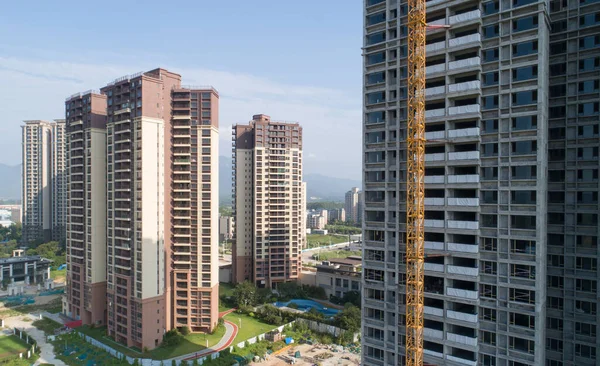 Vista Aérea Del Sitio Construcción Apartamentos Varios Pisos China —  Fotos de Stock