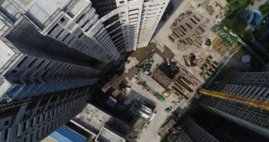 Çin 'deki çok katlı apartman inşaatının havadan görüntüsü