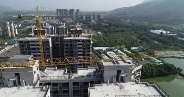 中国多层公寓建筑工地的空中景观 — 图库视频影像