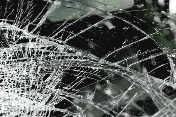 Rozbité sklo v dopravní nehodě — Stock fotografie