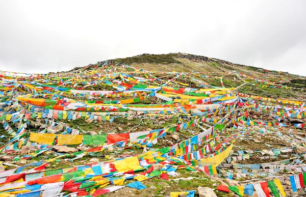 Buddhistické tibetské modlitební praporky — Stock fotografie