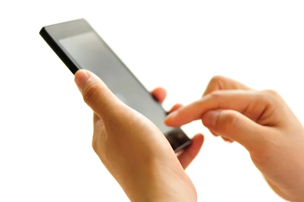 Mulheres mãos segurar telefone inteligente — Fotografia de Stock