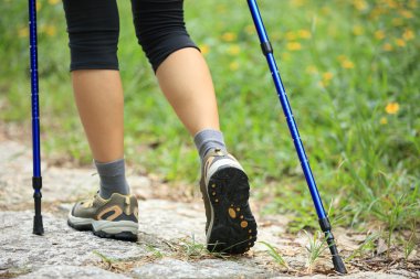 Orman iz hiking kadın uzun yürüyüşe çıkan kimse