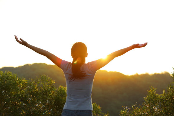 Woman with open arms