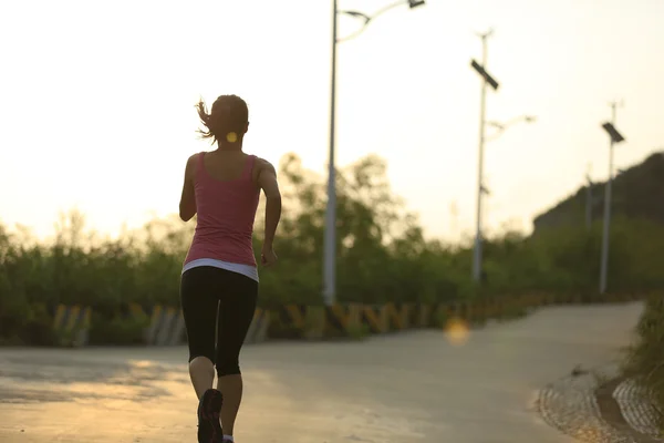 Young Fitness Woman Jogging Park Trail — Stock Photo, Image