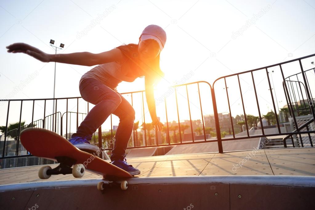 Young female with skateboard