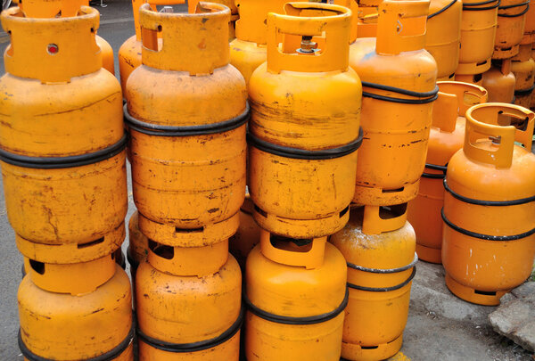 Yellow gas containers