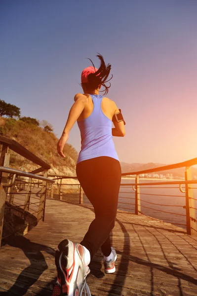 Runner athlete running at seaside. — Stock Photo, Image