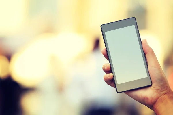 Woman hands hold smart phone — Stock Photo, Image