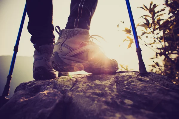 Female hiker on mountain top — Stock Photo, Image