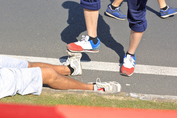 Injured runner legs