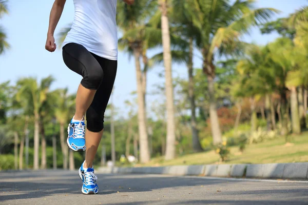 Feminino jogger pernas correndo no parque . — Fotografia de Stock