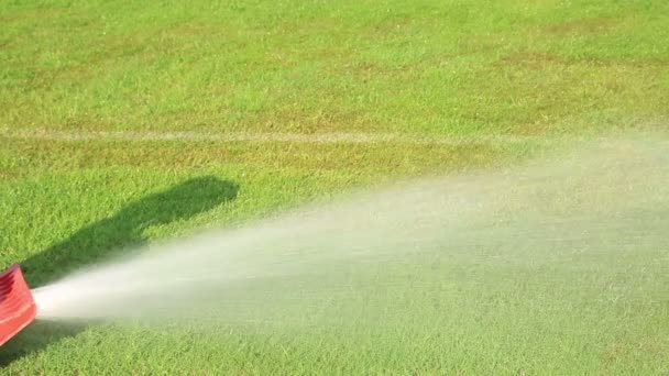 Watering system on green grass — Stock Video