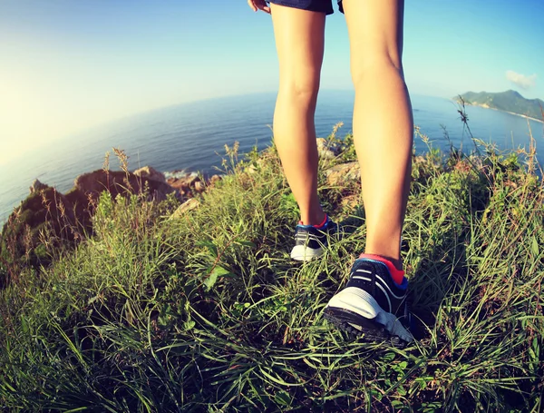 Woman hiker legs hiking — Stock Photo, Image