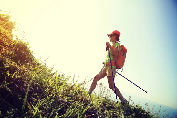 Young woman hiker — Stock Photo, Image