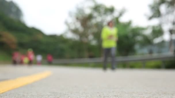 Athletes running at international marathon — Stock Video