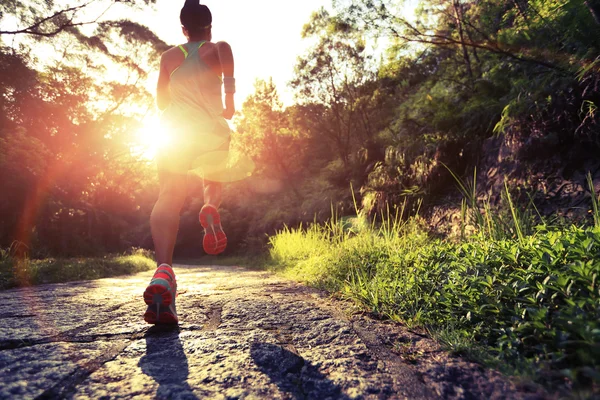 Vrouwelijke atleet op trail — Stockfoto