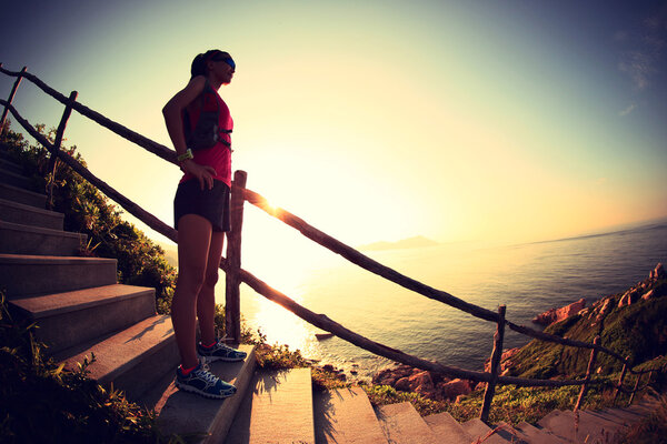 woman enjoys seaside view