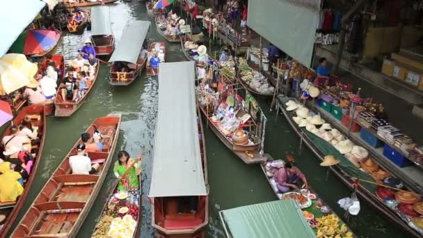 Плавучий рынок Дамонен-Садуак — стоковое видео