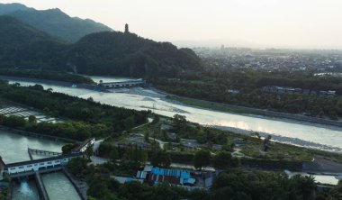 Dujiangyan 'daki hava manzarası, Sichuan bölgesi, Çin
