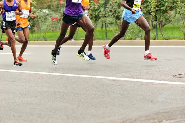 Marathon runners running on city road — Stock Photo, Image