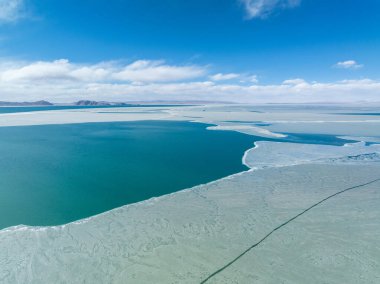 Tibet, Çin 'deki güzel donmuş göl manzarası