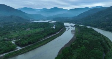 Dujiangyan 'daki hava manzarası, Sichuan bölgesi, Çin