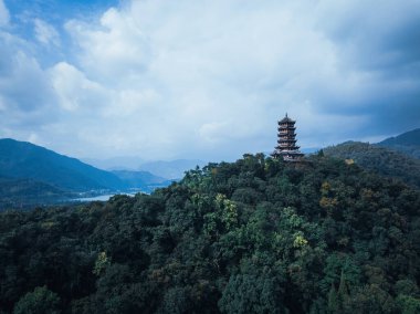 Dujiangyan 'daki hava manzarası, Sichuan bölgesi, Çin       
