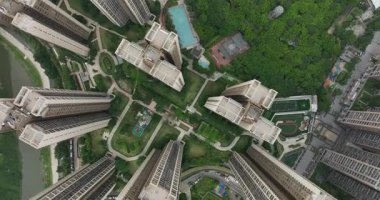 Shenzhen şehrindeki şehir manzarasının havadan görünüşü, Çin