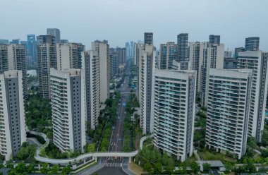 Çin 'in Chengdu şehrindeki şehir manzarası.